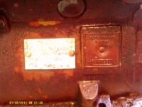 Engine specification plate.
